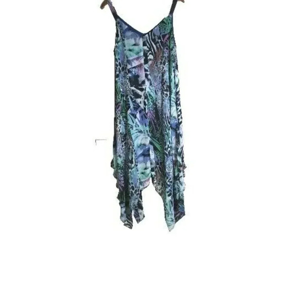 Neiman Marcus Women Size M Floral Dress Sharkbite Hem Boho Fairycore Cottagecore - Picture 1 of 9
